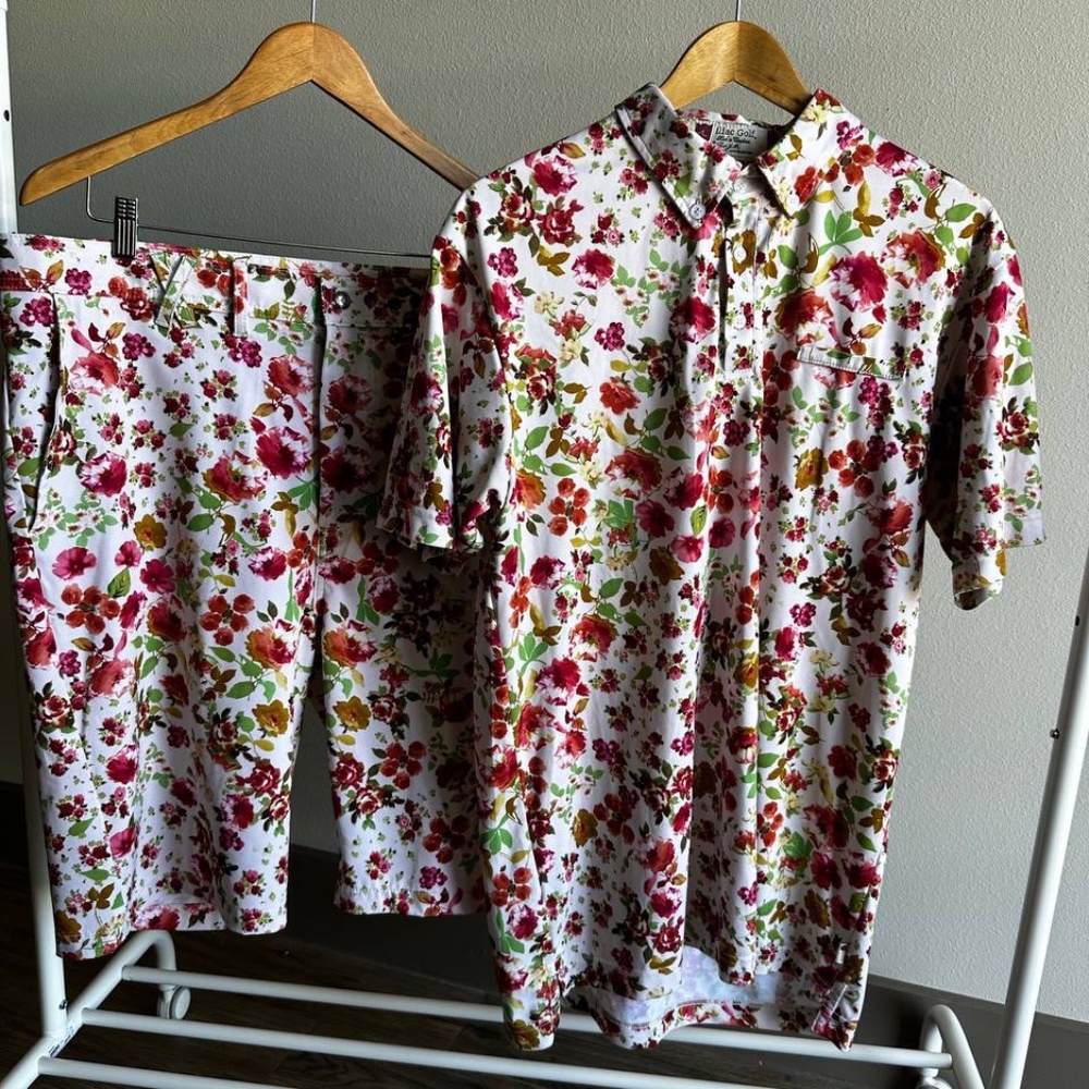 iliac Golf Handmade Premium XL Polo Floral and Shorts Size 38